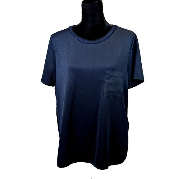 Banana Republic Navy Crepe Blouse Size Large - Picture 1 of 5